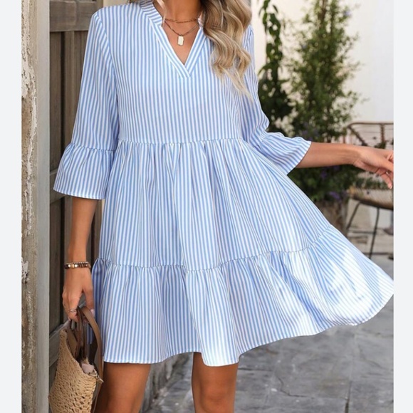 SHEIN Women's Striped Shirt Dress With Stand Collar (Bump Friendly!) - small - Picture 1 of 5